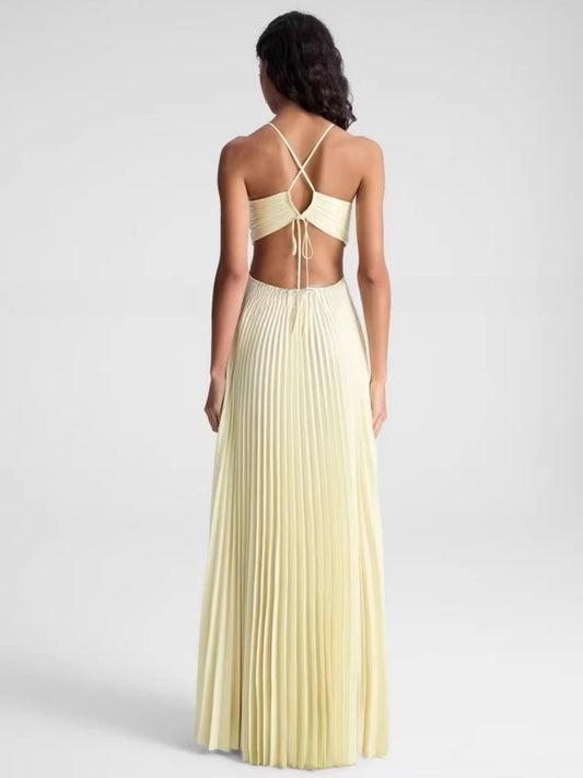 Yellow Halter Neck Dress Drip Depot