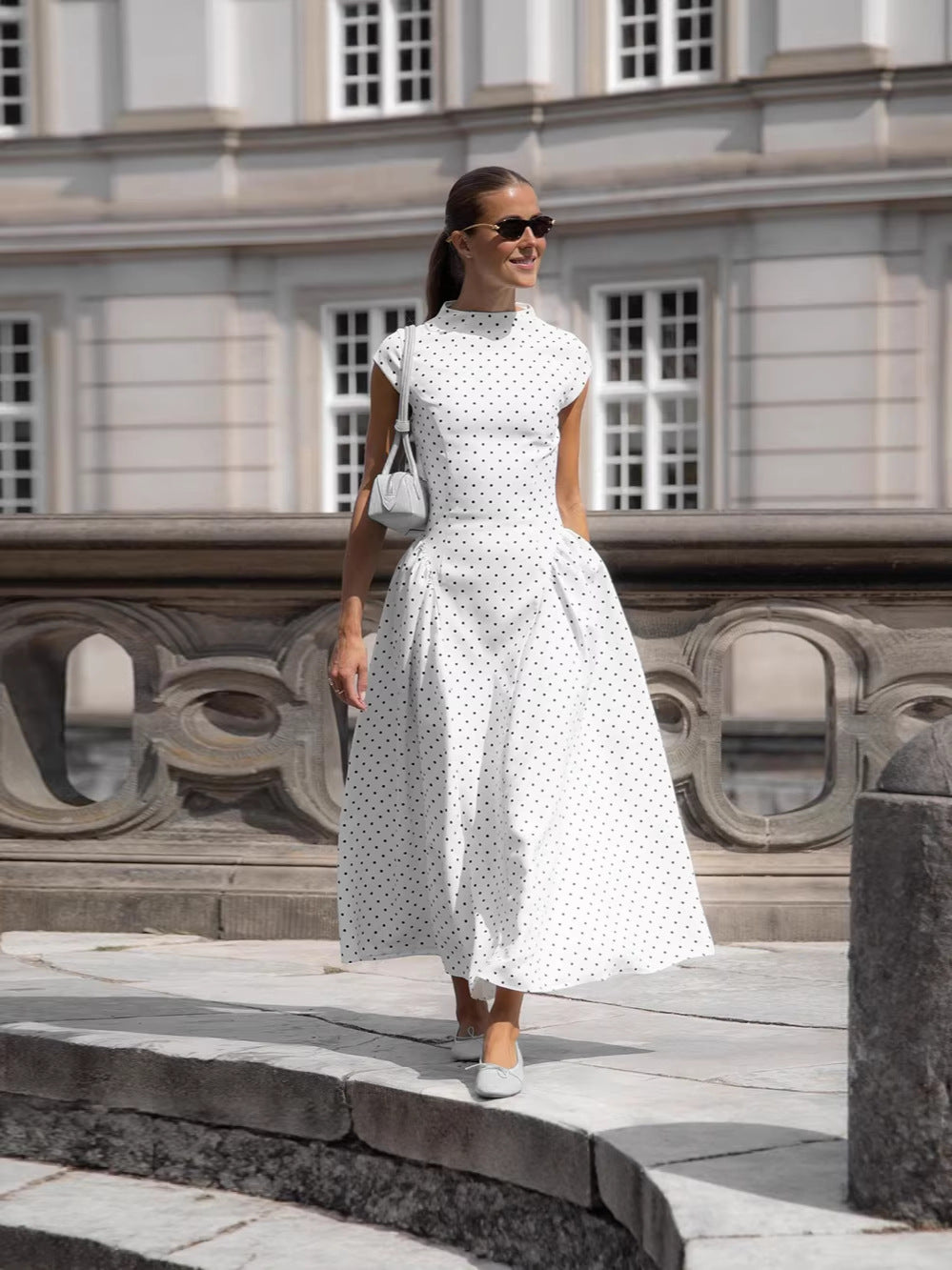 French Classic Polka Dot Knitted Dress