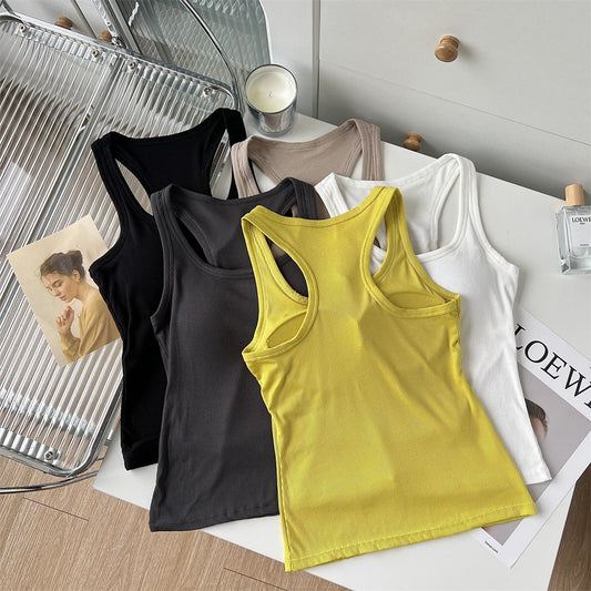 American-Style Racerback Tank Top with Chest Pads