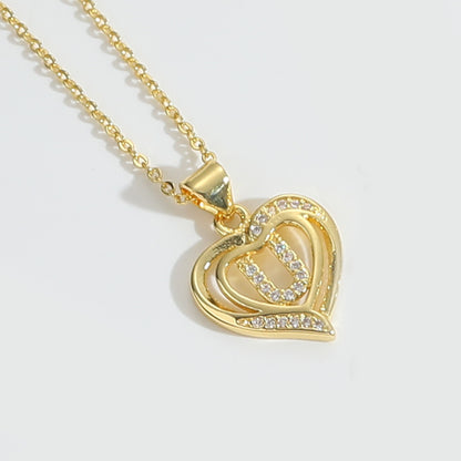 Heart Shape Zircon Letter Necklace