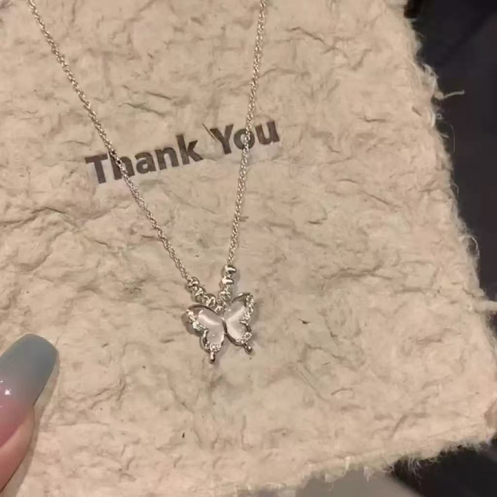 Ice Clear Butterfly Cat's Eye Adjustable Necklace Drip Depot