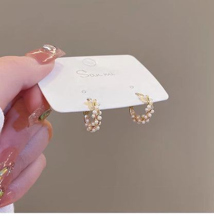 Circle Pearl Hoop Earrings