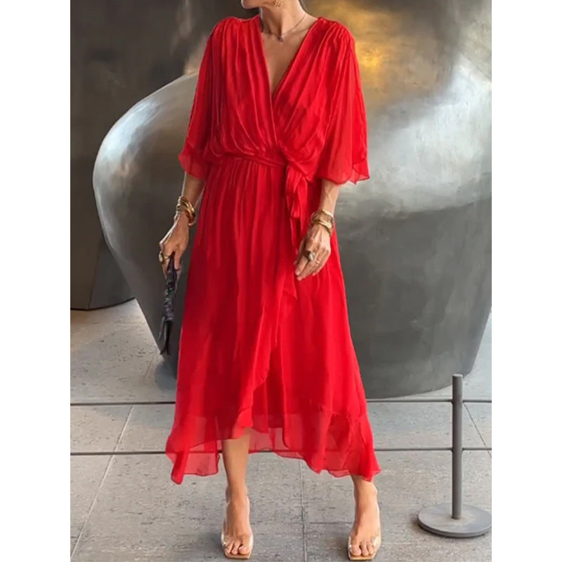 Elegant Bat Sleeve Long Dress Drip Depot