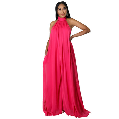 Sleeveless Backless Chiffon Jumpsuit