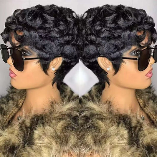 Short Curly Human Hair Wig Drip Depot