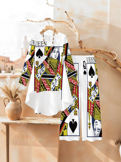 Printed Wide-Leg Pants for  Set