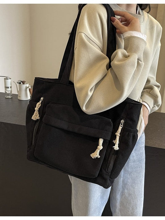 Simple corduroy tote bag