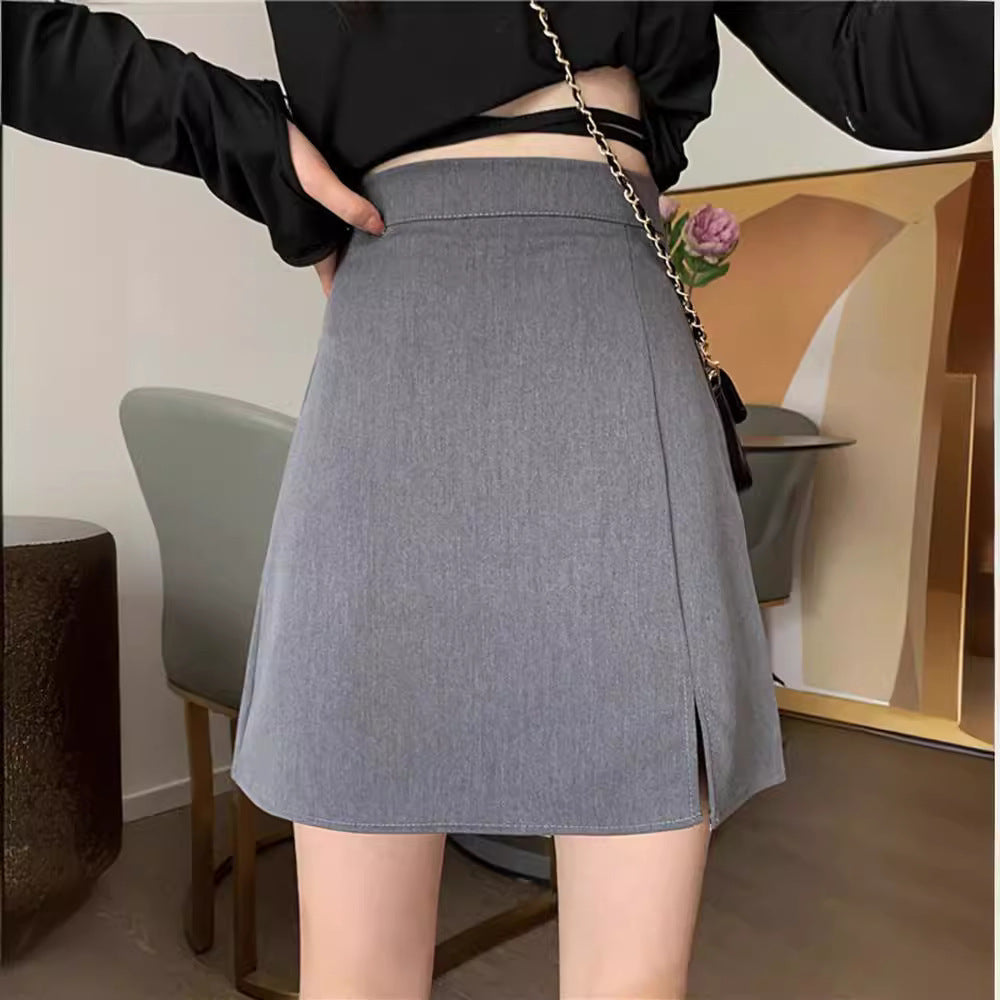 A-Line High Waist Slit Short Skirt