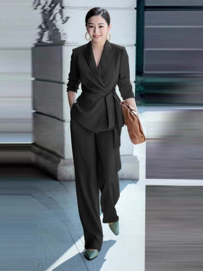 Elegant Tie-Waist Suit Set
