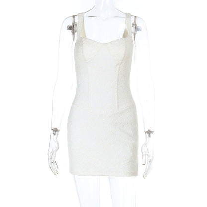 Elegant Lace Fishbone Waist Dress