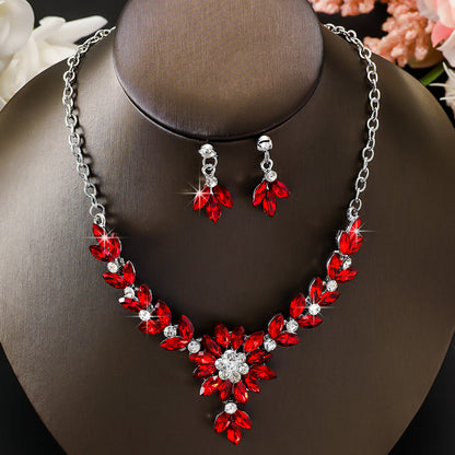 Vintage Floral Alloy Necklace and Earrings Set