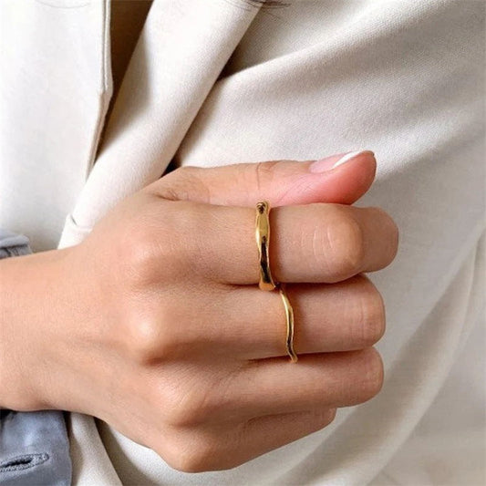 Double Layer Stacked Wavy Vintage Stainless Steel Ring Drip Depot