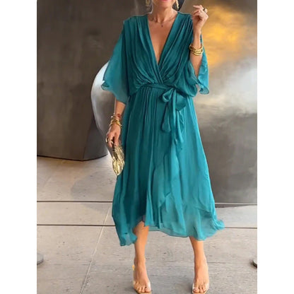 Elegant Bat Sleeve Long Dress Drip Depot
