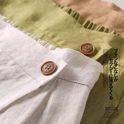 Cotton Linen A-Line Flared Skirt