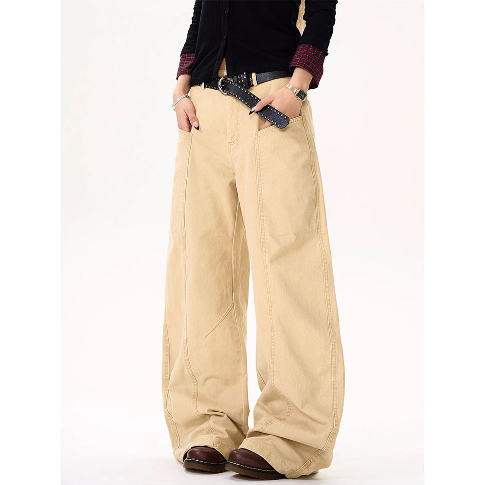 Deconstructed Wide-Leg Cotton Casual Pants Drip Depot