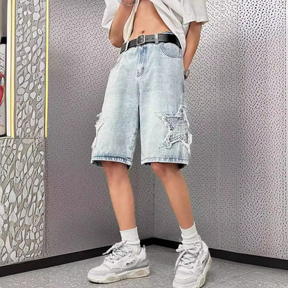 Unisex Washed Denim Five-Point Shorts Drip Depot