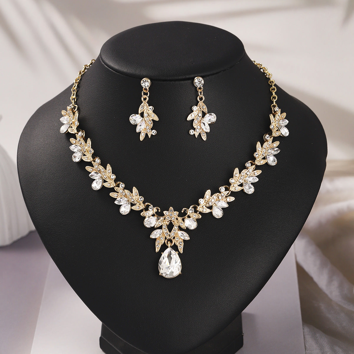 Bridal Necklace and Earring Set with Diamond Accents