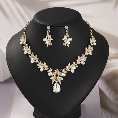 Bridal Necklace and Earring Set with Diamond Accents
