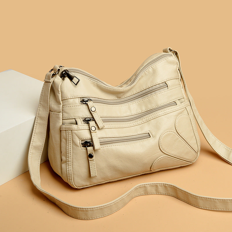 Soft Leather Crossbody Bag with Large Capacity