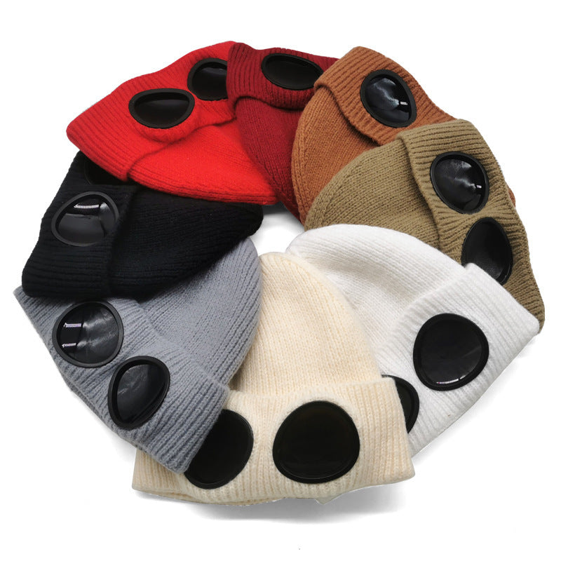 Aviator Goggles Fleece-Lined Knitted Beanie
