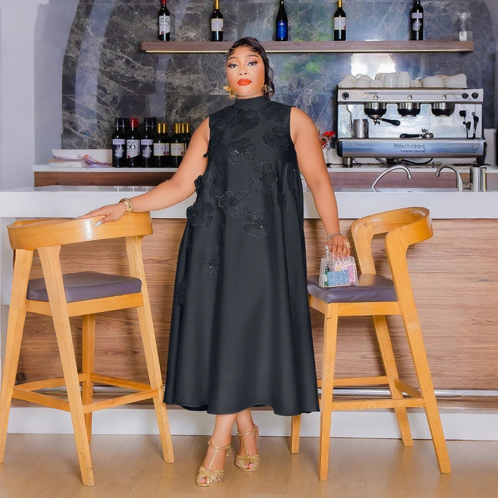 Fashion Round Neck Sleeveless Loose Fit Long Dress