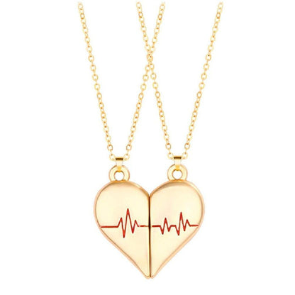 Lagou Heart-Shaped Couple Necklace with Magnetic Pendant