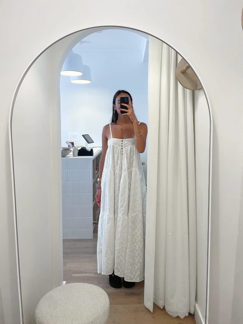 Embroidered Backless Summer Dress