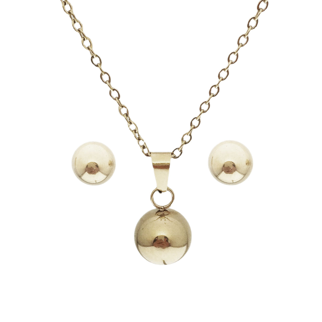 Titanium Steel Gold Plated Necklace and Earring Set