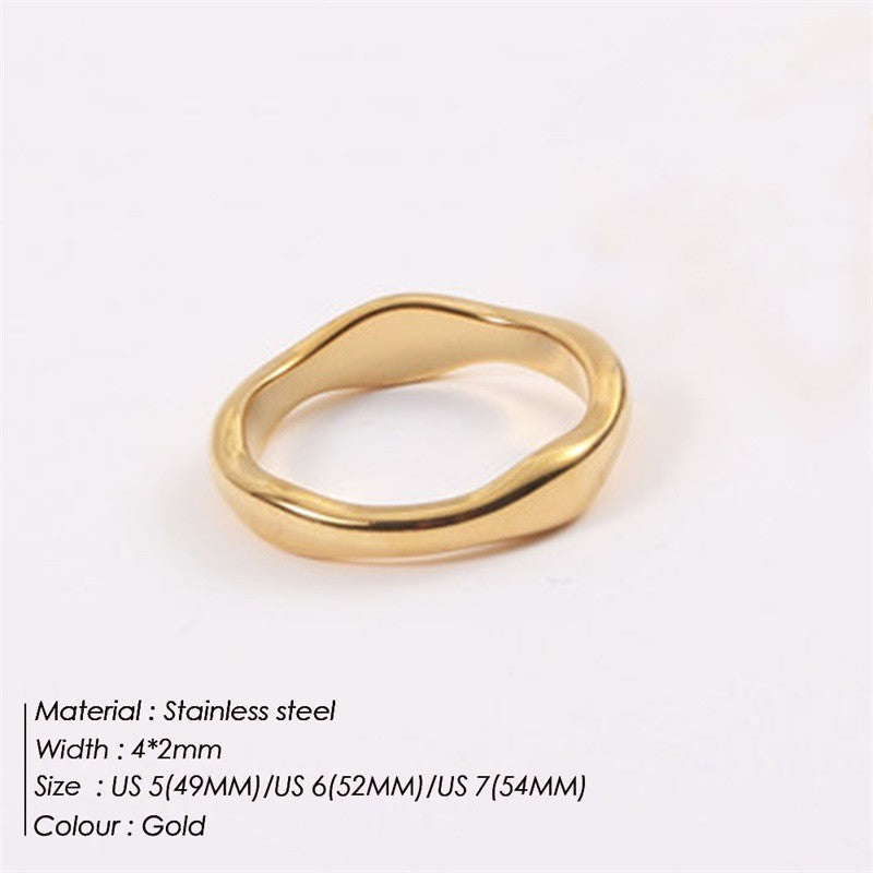 Double Layer Stacked Wavy Vintage Stainless Steel Ring Drip Depot