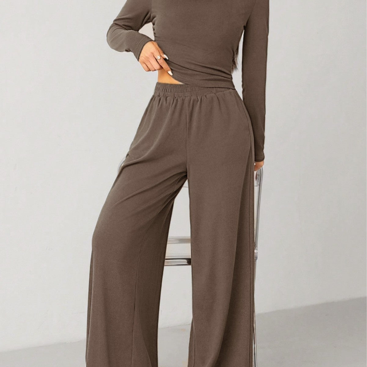 Wide-leg two-piece set