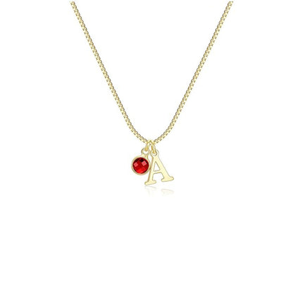 14K Gold Plated Initial Birthstone Necklace Clavicle Chain