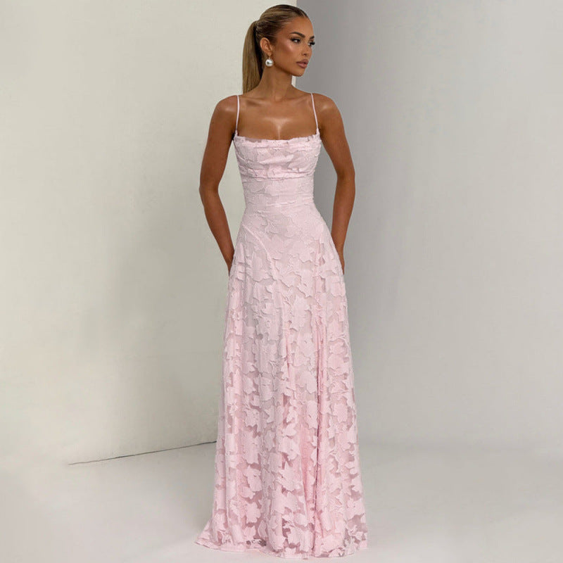 Elegant Lace Backless Evening Dress Drip Depot