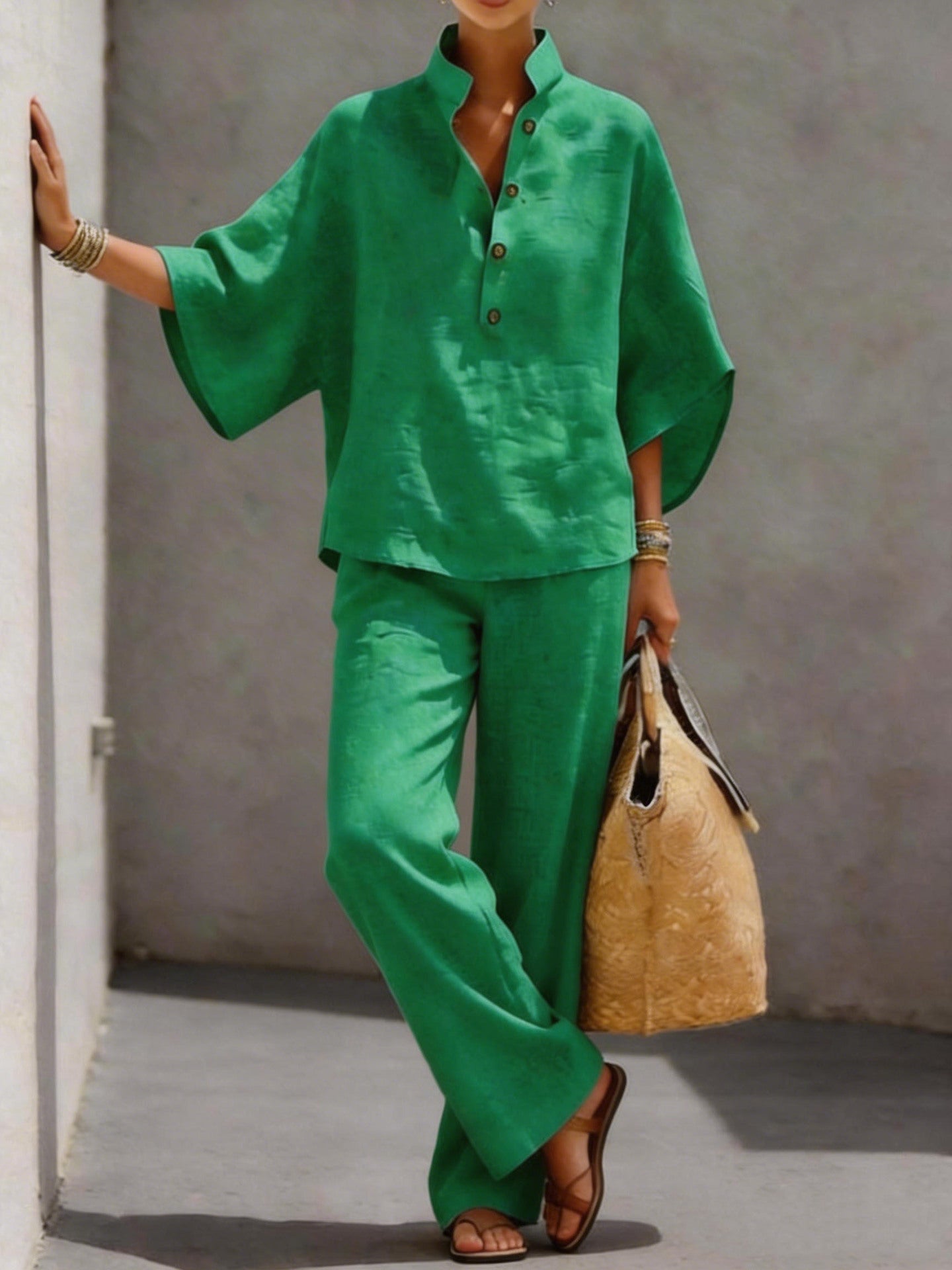 Women's Cotton Linen Shirt and Pants Set Drip Depot