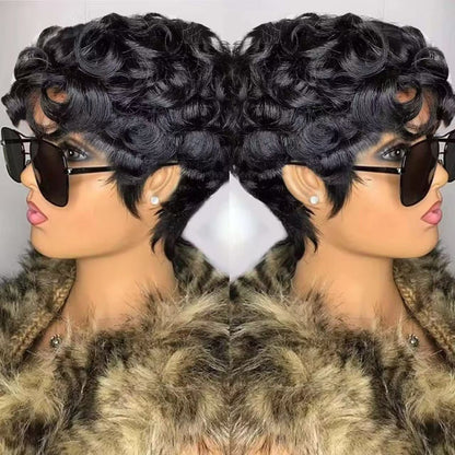 Short Curly Human Hair Wig Drip Depot