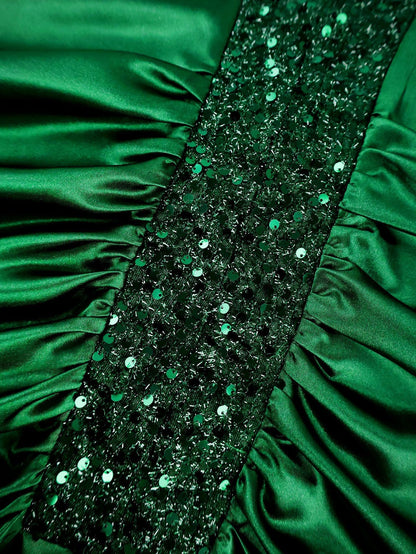 V-Neck Sequined Batwing Sleeve Evening Dress