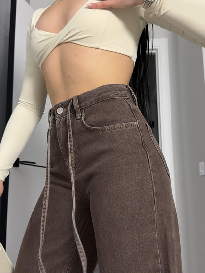 High Waist Wide Leg Denim Pants
