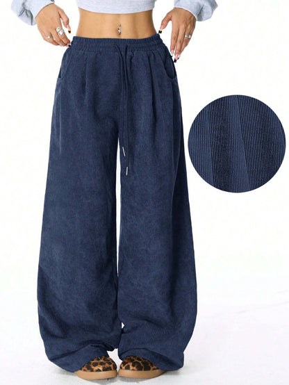 Womens Drawstring Wide Leg Pants