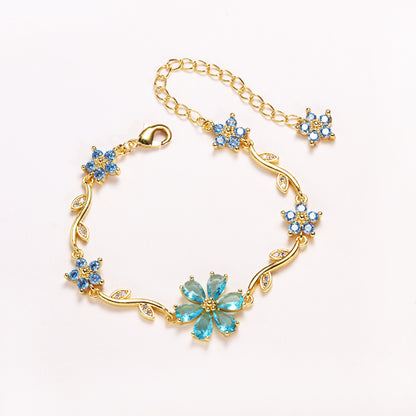 Floral Gold Plated Chain Bracelet