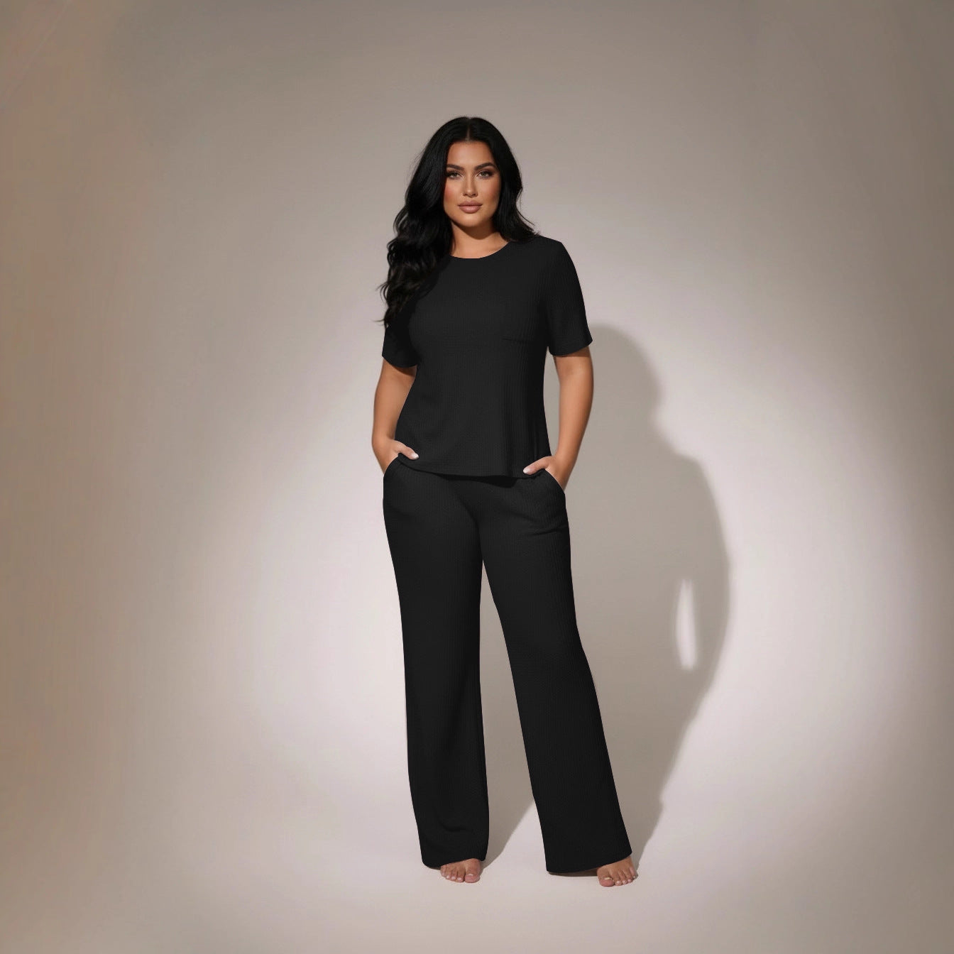 Textured Waffle Casual Set
