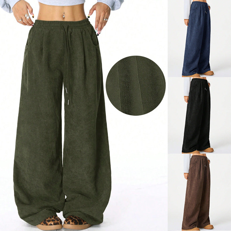 Womens Drawstring Wide Leg Pants
