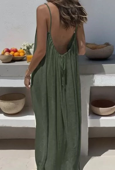 Strappy Backless Long Dress Drip Depot