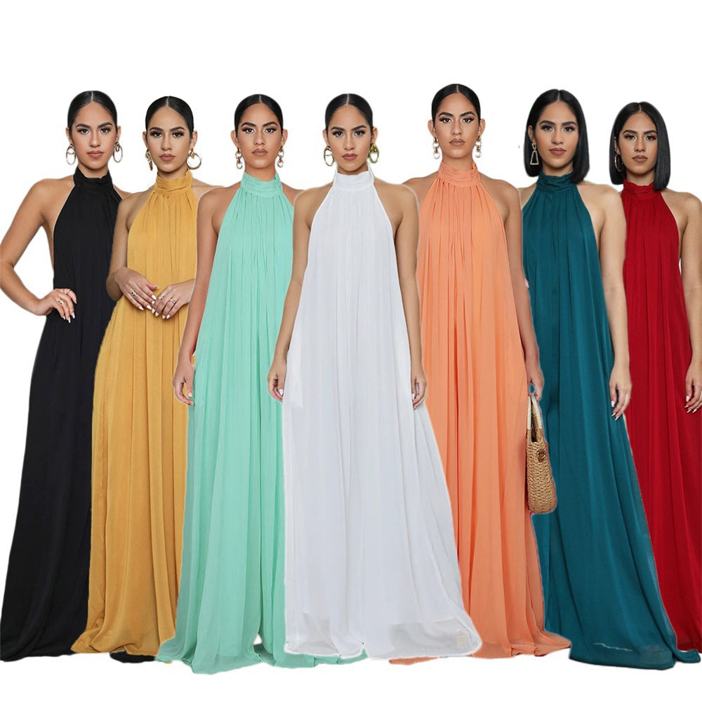 Sleeveless Backless Chiffon Jumpsuit