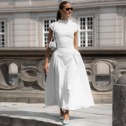 French Classic Polka Dot Knitted Dress