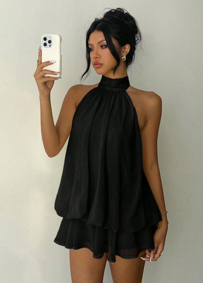Halter Neck Backless Short Dress