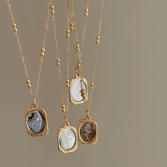 Magic Mirror Rose Titanium Steel Necklace