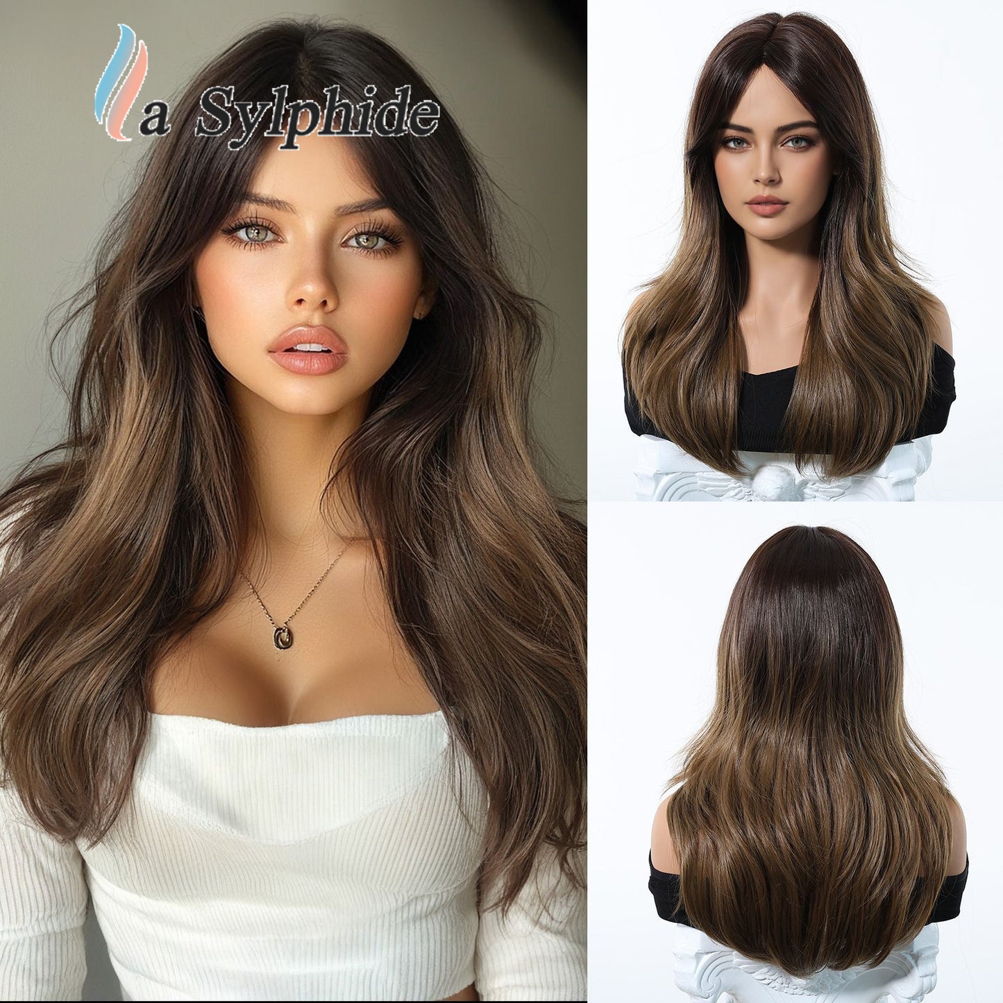 Long Curly Synthetic Hair Wig with Gradient Colors 24inch