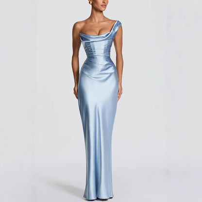 Off-Shoulder Satin Bodycon Dress