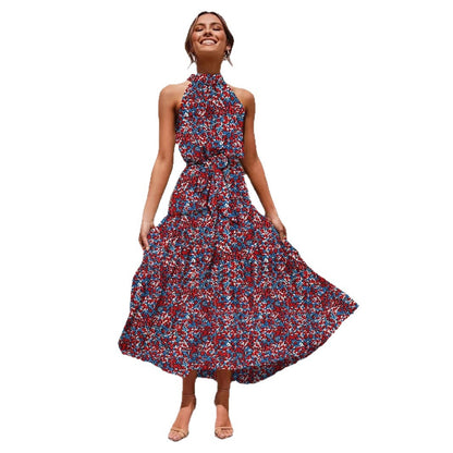 Polka Dot Halter Neck Long Dress
