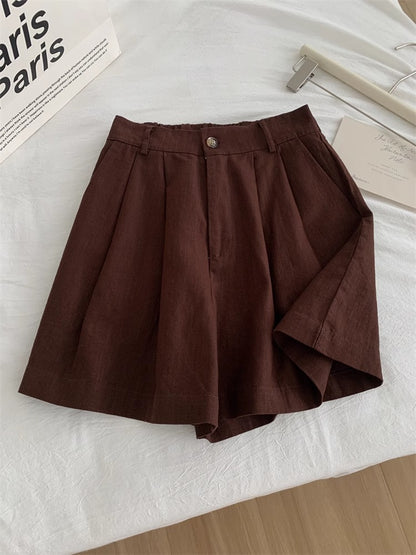Washed Vintage Linen Cotton Shorts