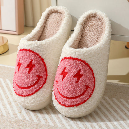 Winter Smiley Face Cotton Slippers